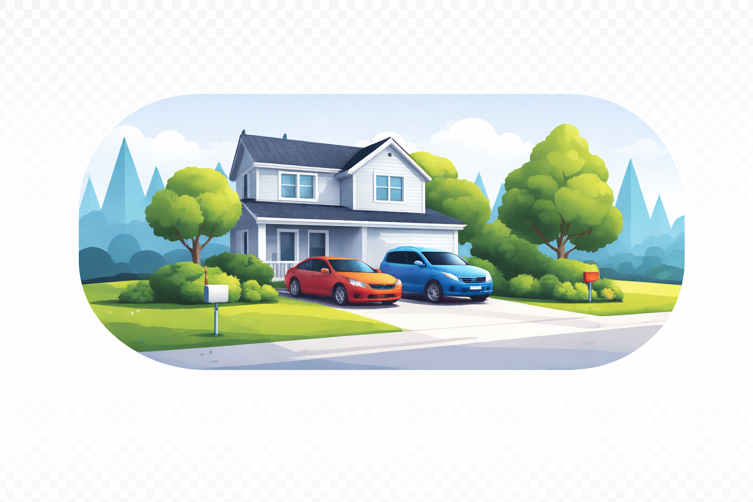 Home and vehicles illustration